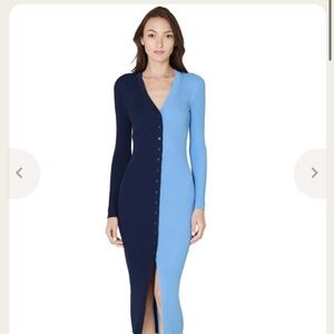 STAUD Shoko Colorblock Sweater Dress, NAVY/SKY, SMALL